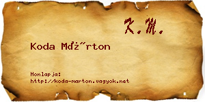 Koda Márton névjegykártya